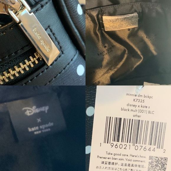 Kate Spade X Disney Minnie Mouse Polka Dots Dot Backpack Black New - Picture 8 of 10